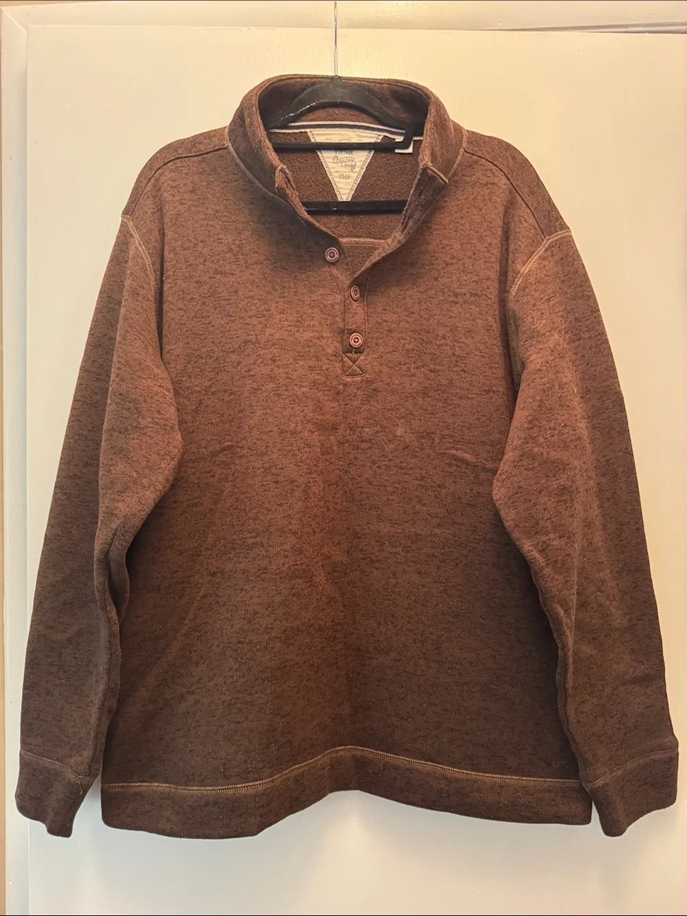 Brown Men's Quarter-Button Pullover Jacket